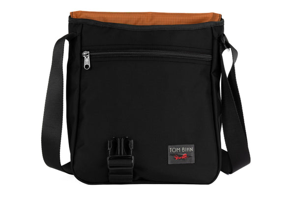 Medium Cafe Bag in Black Ballistic with Persimmon 210 Cerylon interior.